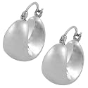 14 Karat White Gold Electroform Style Puffed Hoop Earrings