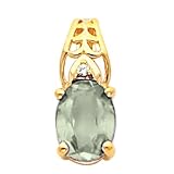 14K Yellow Gold Prasiolite and Diamond Pendant