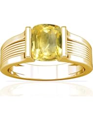 18K Yellow Gold Cushion Cut Yellow Sapphire Womens Astrological Ring