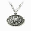 Oval Flying Spaghetti Monster Pendant - antique-silver finish