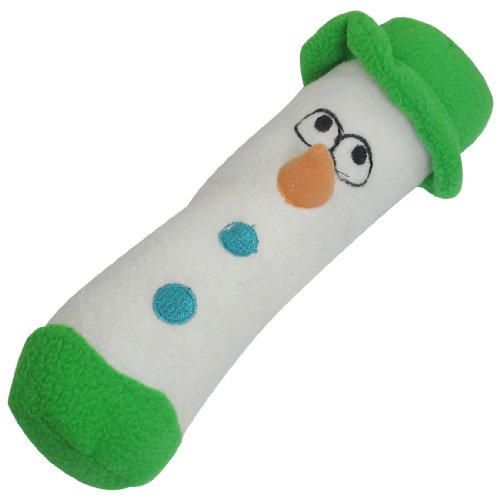 See Como Pet Dog White Green Soft Cartoon Snowman Shaped Bar Toy