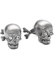 ROTENIER "Novelty" Sterling Silver Black Skull with Sapphire Cufflinks