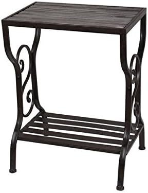 Privilege Black Iron, Wood Table Stand with Shelf