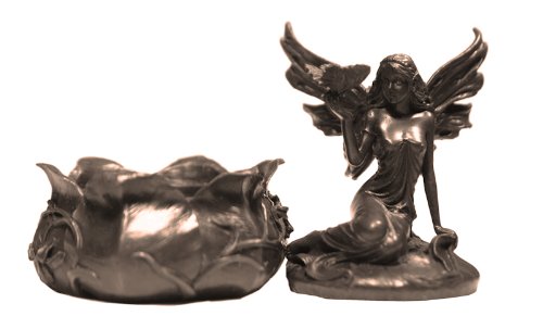 Fairy Dust Art Nouveau Fairy Butterfly Jewelry Box Bronze 2 Piece Sculpture Holiday Gift!