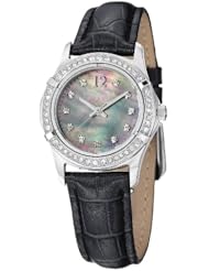Stuhrling Original Womens 703.02 Vogue Audrey Farina Swiss Quartz Swarovski Crystal Black Mother-Of-Pearl Watch
