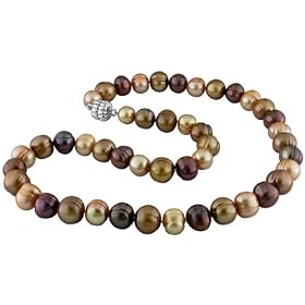 Sterling Silver Multi-Brown Cultured Freshwater Pearl Necklace