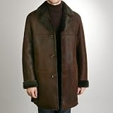 BGSD Men's Himalayan Shearling Long Coat - Distressed Brown - XX-Large