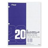 Graph Paper, 3HP, Quad Ruled, 20 Sh/PK, 8-1/2"x11",White (MEA19030) Category: Design Paper