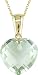 14K Yellow Gold .01 ctw Diamond and Green Amethyst Heart Pendant