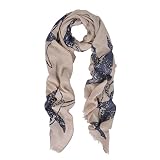 Unique Sharks Animal Print Frayed End Scarf Wrap, Taupe