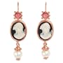 Tagliamonte - 14k Rose Gold Porcelain Venetian Cameo, Freshwater Cultured Pearl and Pink Tourmaline Earrings