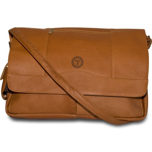 MLB Texas Rangers Tan Leather Laptop Messenger Bag On Sale