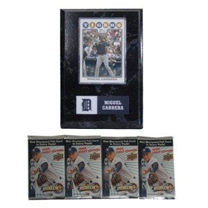 MLB Card Plaques - Detroit Tigers-Miguel Cabrera with Free 4 Packs of MLB Trading Cards