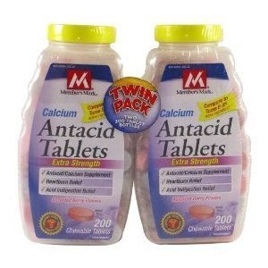 Member's Mark Antacid Tablets 750mg, Assorted Berries, Chewable Tablets Twin Pack, 400-Count