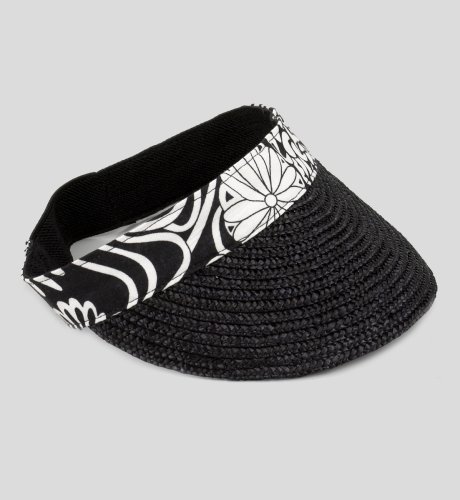 Floral Print Straw Visor