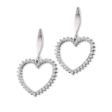 Search : 14K White Gold Diamond Open Heart Small Dangle Earrings