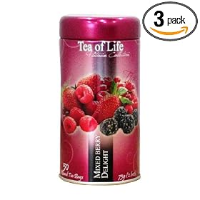 Tea of Life Platinum Collection, Mixed Berry Delight, 50 - Count Round Tea Bags, 5.6-Ounce Tins (Pack of 3)