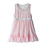 Pettigirl 薄ピンク子供丸襟パールドレスガールズノースリーブワンピース洋服 3歳 [並行輸入品]