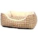 AlphaPooch Cuddler Rectangular Bolster Dog Bed, Red and Tan Plaid Fabric with Fleece, Medium