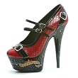 6 Inch Sexy High Heel Shoes Mary Jane Pump Shoe Tattoo Print Goth Biker Penthouse Shoes