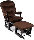 Dutailier Round Back Cushion Design Modern Glider Multiposition and Ottoman Combo, Brown