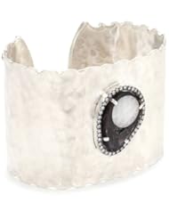 Jordan Alexander "Slice" Silver and Interior Navy Pearl Slice and Diamond Cuff Bracelet