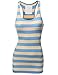 Xpril Women's Basic Sleeveless Ribbed Racer-Back Wide Stripe Tight Fit Tank Top