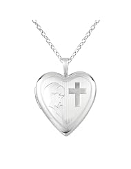 Sterling silver Heart Shaped Locket w/ Cro "Communion" Necklace
