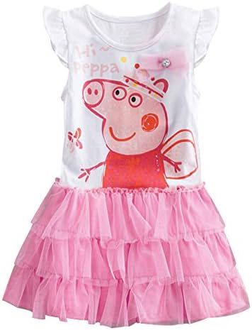 LaLaMa Little Girls' Pink Style Cartoon Pig Princess Costume Tutu Dress Skirt 1-6Y