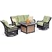 Hanover ORL4PCCFPSW2-GRN Orleans 4-Piece Woven Lounge Set in Avocado Green Outdoor Furniture