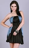 ACANTHUS Strapless Colorblock Belted Bubble Dress