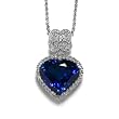 18K White Gold Tanzanite and Diamond Heart Pendant