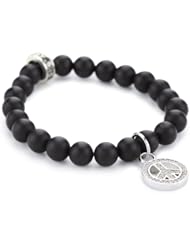 King Baby Black Onyx with Baby Pave Cubic Zirconia Peace Sign Bracelet