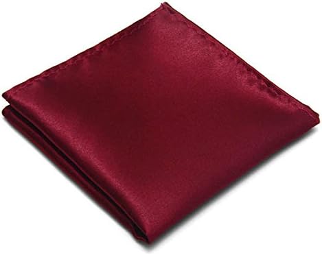 Premium Men's Handkerchief 100% Woven Silk Wedding Tuxedo Solid Pocket Square (Wine Red)