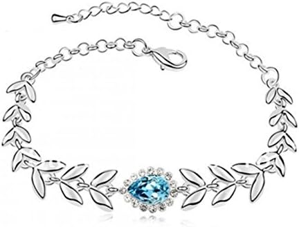 Sea Beach New 18K White Gold Plated Blue Water Drop Crystal And Leaf Bracelets 5 Colors Available