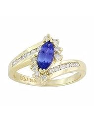 14K Yellow Gold Tanzanite and Diamond Ring -- LIFETIME WARRANTY