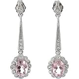 14K White Gold Morganite and Diamond Earrings