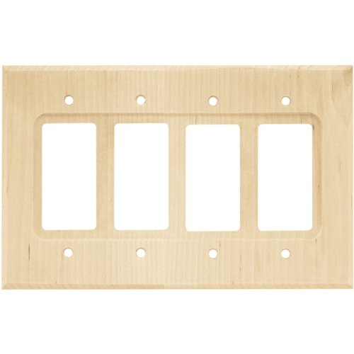 Brainerd 65172 Wood Square Quad Decorator Wall Plate / Switch Plate / Cover