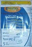 Sharp Canister Type PC-2 Vacuum Bags Microfiltration with Closure - 5 Pack