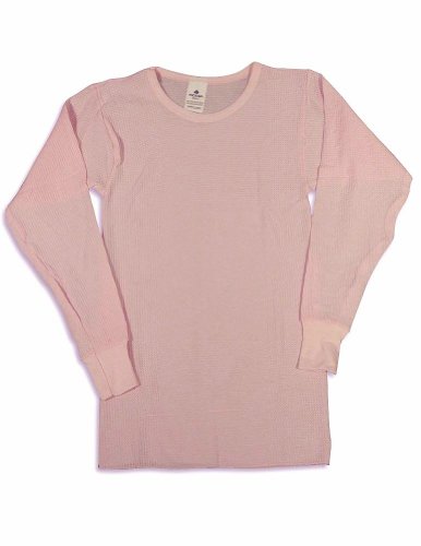 Indera - Womens Long Sleeve Thermal Top, Pink, 5000LS (Size Small)