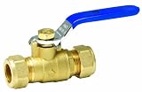 Homewerks VBV-F20-D3B Full Port Ball Valve, Compression x Compression, Brass, 1/2-Inch