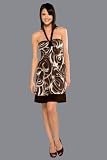 Swirling Brown Halter Dresses