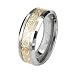 Tungsten Carbide Flat Comfort Fit Men Celtic Dragon Gold Inlay 8mm Wedding Ring Band