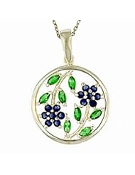 .925 Sterling Silver Cubic Zirconia Flower Floral Pendant Necklace