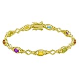 18k Yellow Gold Plated Sterling Silver Multi-Gemstone Bracelet, 7.25