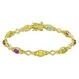 18k Yellow Gold Plated Sterling Silver Multi-Gemstone Bracelet, 7.25