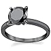 2 Carat Round Black Cubic Zirconia CZ Black Sterling Silver 925 Wedding Engagement Ring