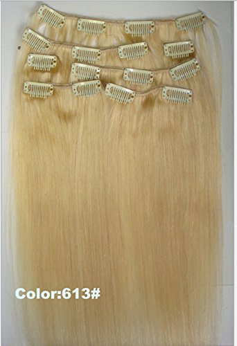 E-forest hair 7A Grade Virgin 100% Peruvian Human remy Hair 7Pc 200g Silky Straight Clip in hair Extensions 28 inch-Color #613 For Women Full Head E25-F01