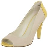 Nine West Womens Evachen Peep Toe Pump,Natural/Yellow,8 M