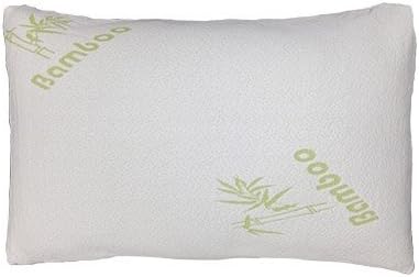 Bamboo Pillow-Never Flat Hotel Pillow With Stay Cool Bamboo Cover-Hypoallergenic and Dust Mite Resistant-Relieves Snoring, Insomnia, Asthma, Neck Pain, TMJ, Migrains-Queen Size (1, DESIGN 1)